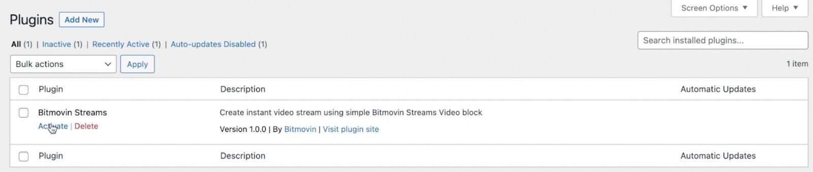 WordPress - Bitmovin