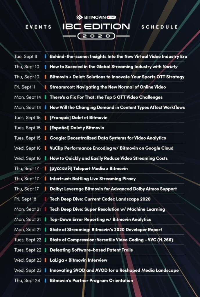 LIVE: IBC Edition - Full Schedule - table