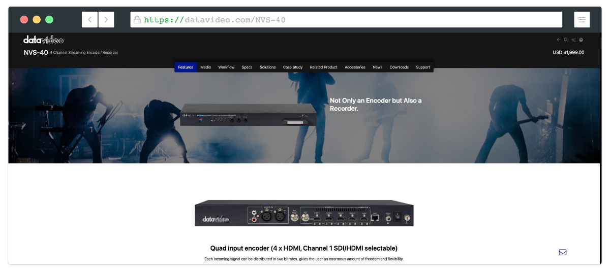 datavideo nvs-40 live streaming encoder