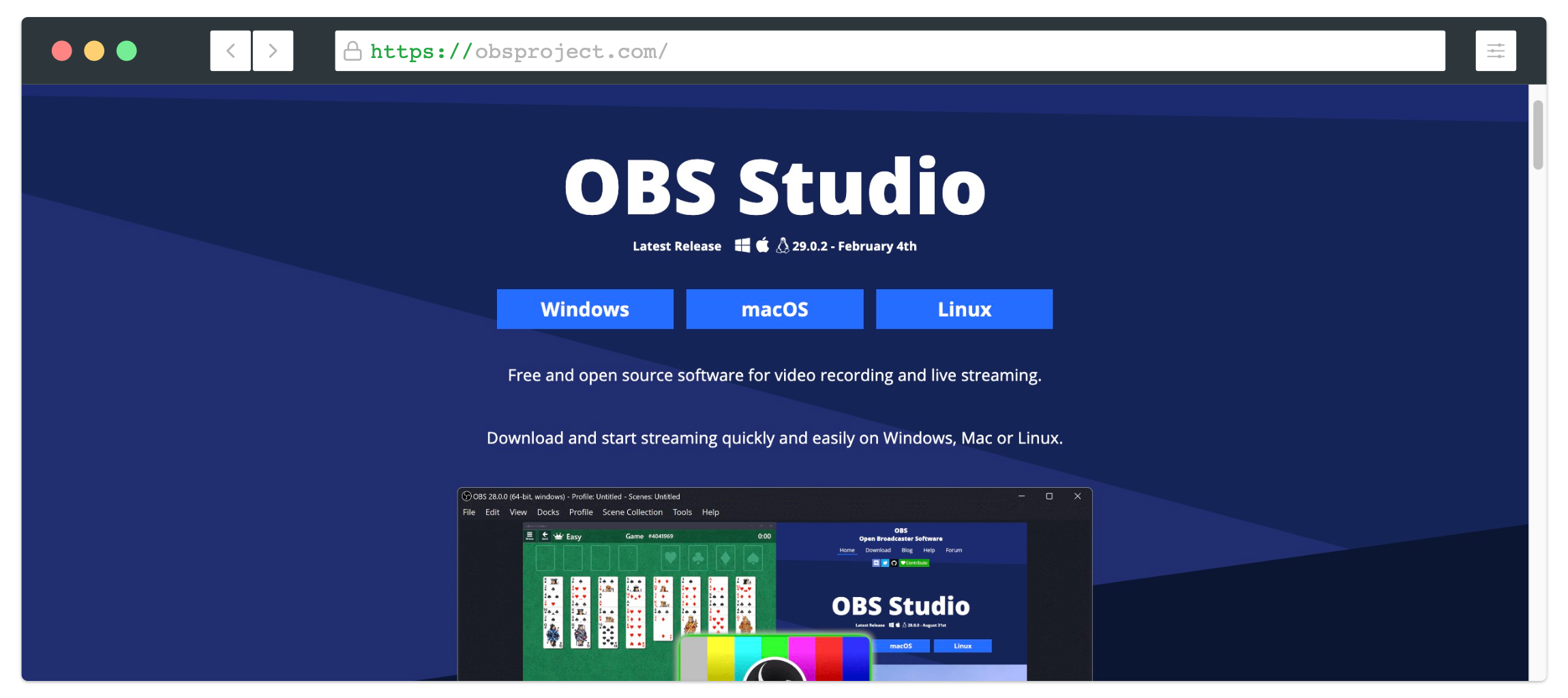 obs live streaming encoder